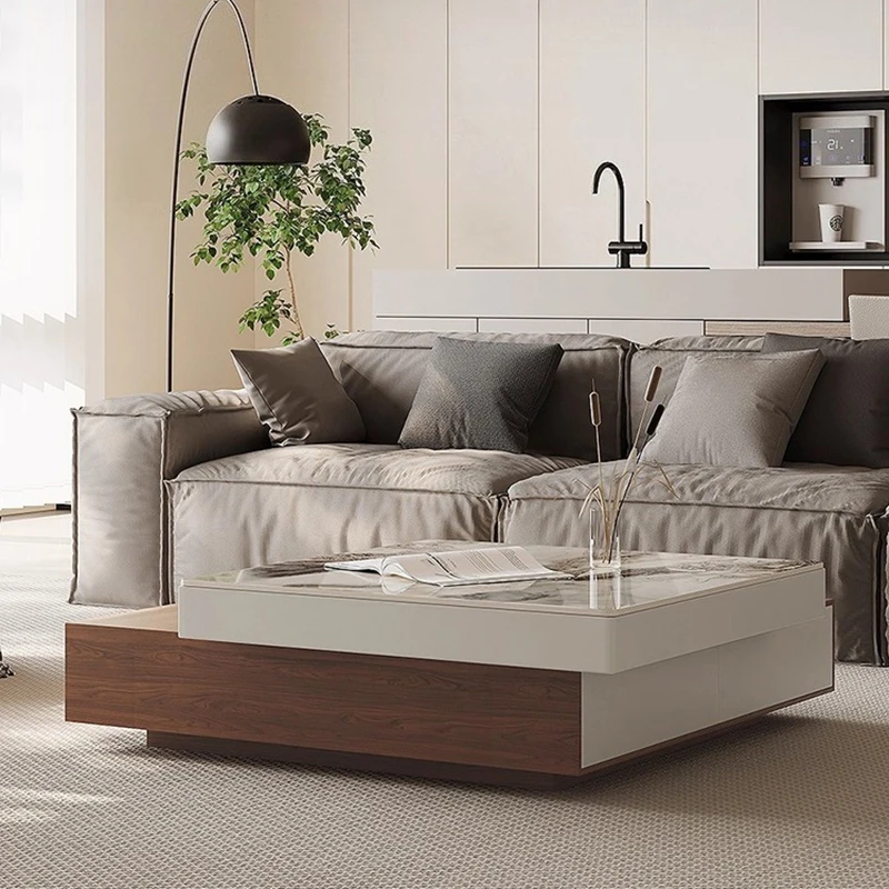 

Итальянский минималистичный журнальный столик - скандинавский кремовый стиль, каменная плита, журнальные столики для гостиной, хранения | Дизайнерская мебель для дома FYCT