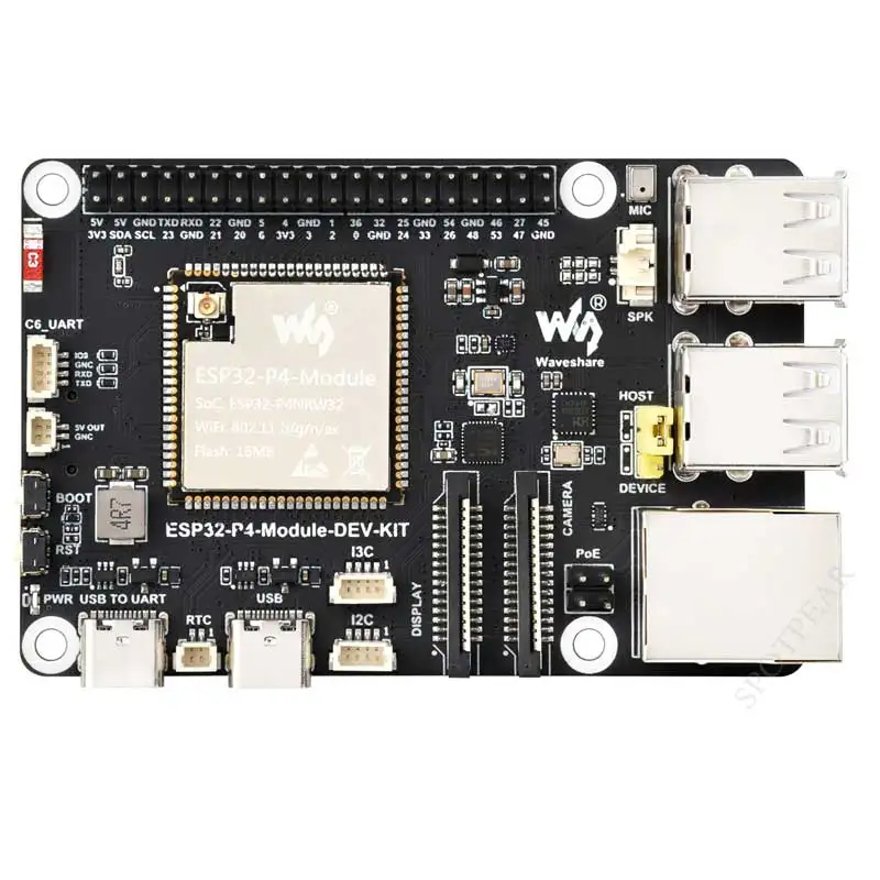 ESP32-P4 Development Board C6 MIPI CSI Camera 7/10.1 inch DSI Display /RJ45 Eth /Mic/ Audio / WiFi 6 Bluetooth 5 Waveshare