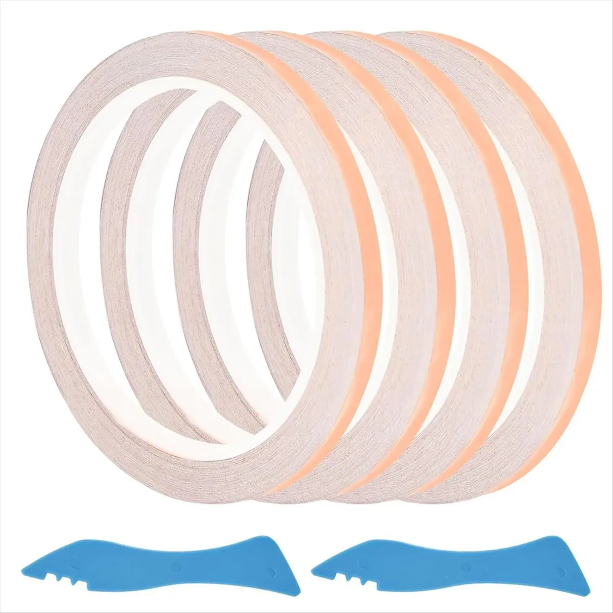 PROMOTION!4 Roll Copper Foil Tape for Stained Glass,with Plastic-, Adhesive for Stained Glass Supplies,Guitar and Shielding