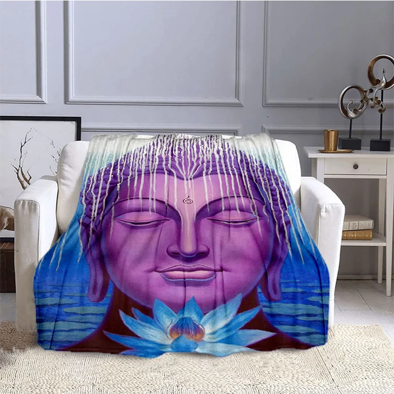 Buddhism Buddha Statue Blanket for Children, Flannel Blanket, Soft and Comfortable, Home Travel Blanket, High Quality