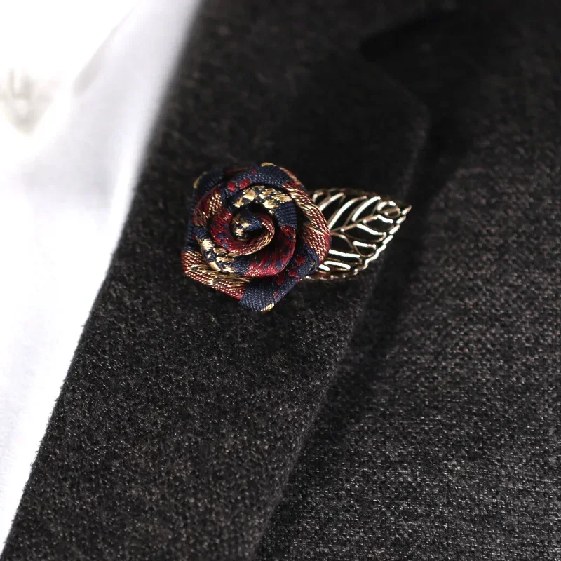 เข็มกลัดดอกกุหลาบผ้าผสมสไตล์วินเทจ พร้อมพู่ห้อย สำหรับติดปกเสื้อสูทผู้ชาย เข็มกลัดติดปกเสื้อผู้หญิง เครื่องประดับ