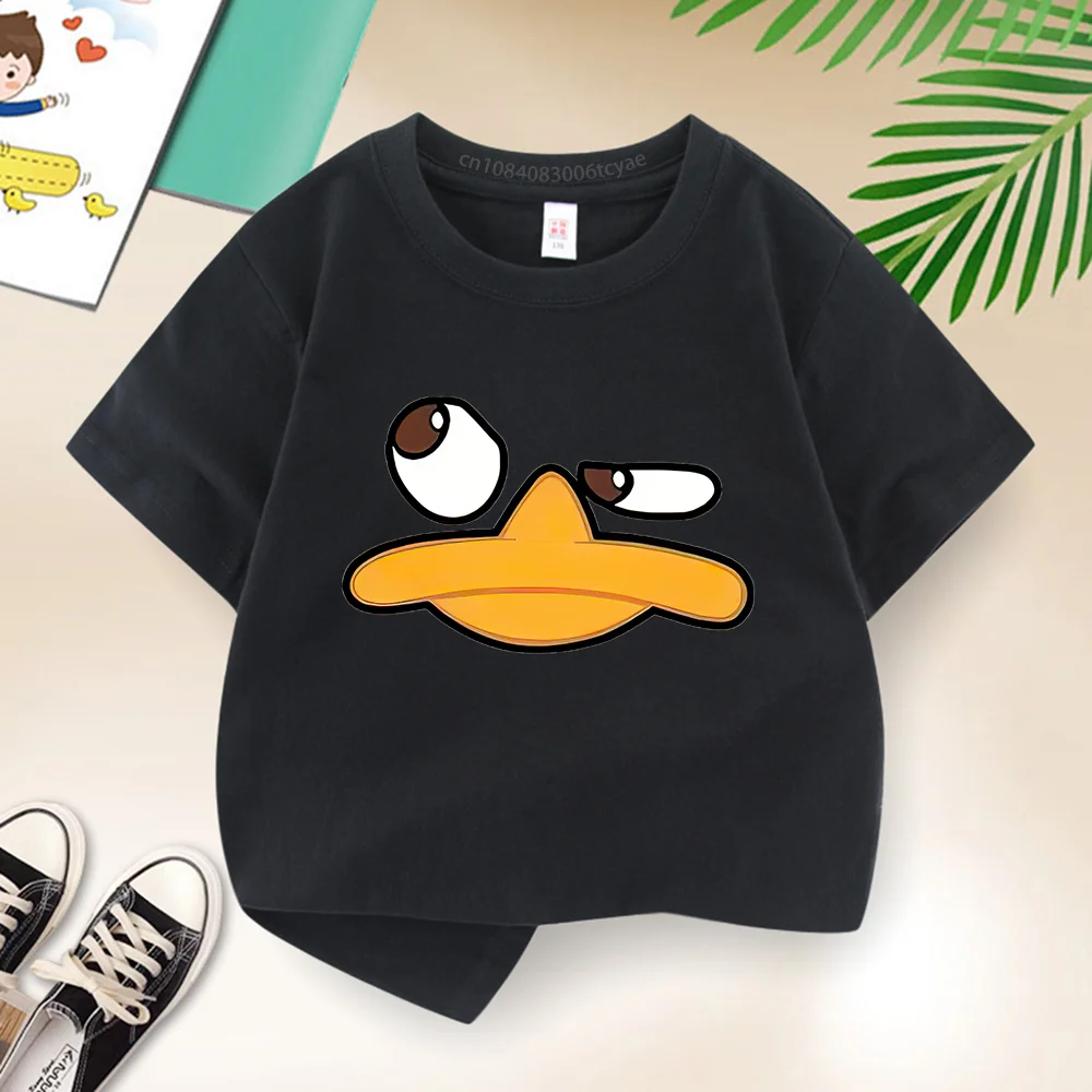 Disney Boys Girls Cute little Yellow Duck Short sleeve baby baby creative cartoon casual T-shirt funny street Harajuku top