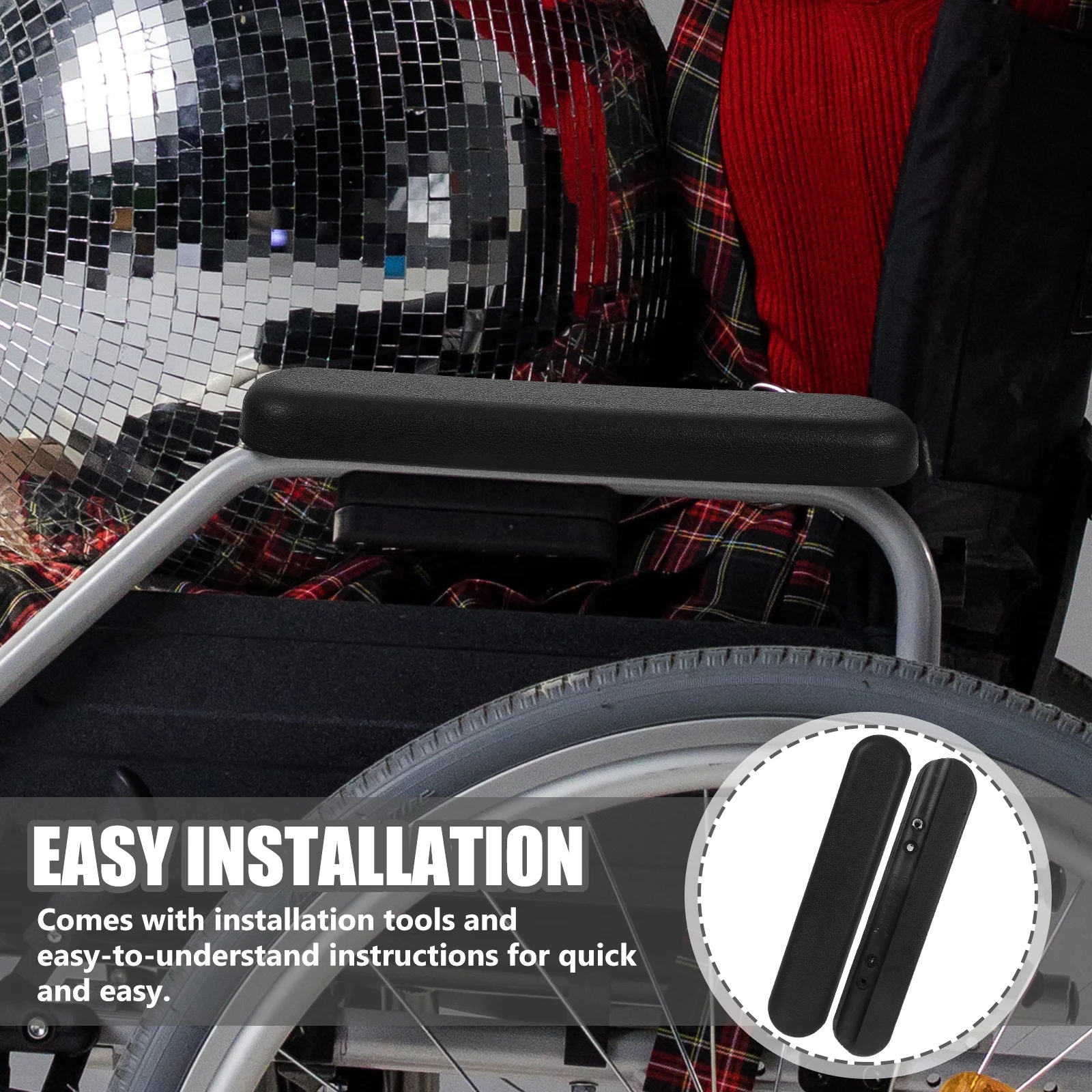 

1Pair Wheelchair Arm Pads Universal Anti-Slip Replacement Armrest Covers Protective Pads for Wheelchair Accessories