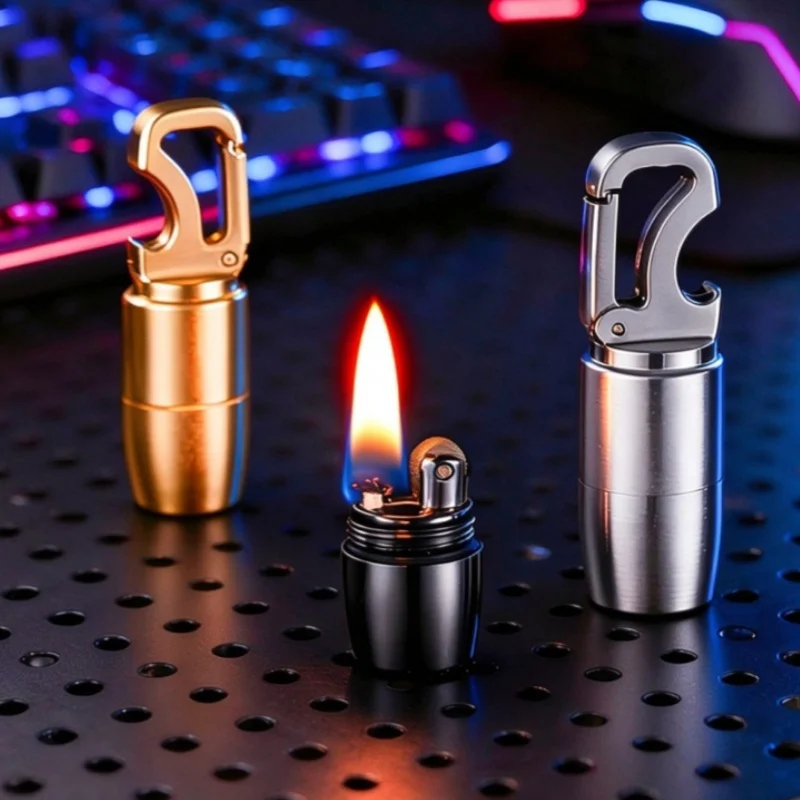 New Premium Permanent Match Multi-function Lamp Oil Metal Lighter, Waterproof Keychain Bottle Opener Outdoor Emergency Men Gift
