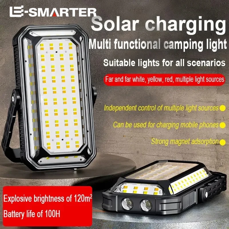 Built-in Battery Multi-function Work Light Floodlight Glare Flashlight Solar Charging Car Repair Emergency Lamps