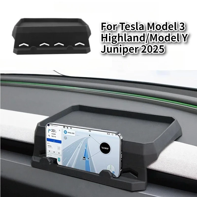 

Ящик для хранения ETC для Tesla Model 3 Highland Model Y Juniper 2025 Лоток для салфеток на приборной панели Силиконовый держатель для телефона Аксессуары для хранения