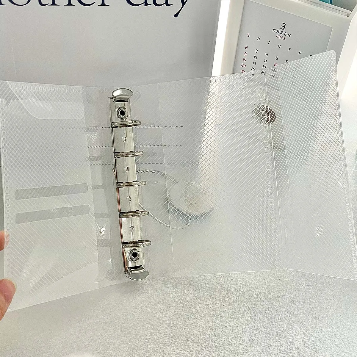 M5 Diagonal PP Three Fold PP Loose Leaf notebook Cover Mini Portable Sticker Small Card Photo Storage Scrapbooking