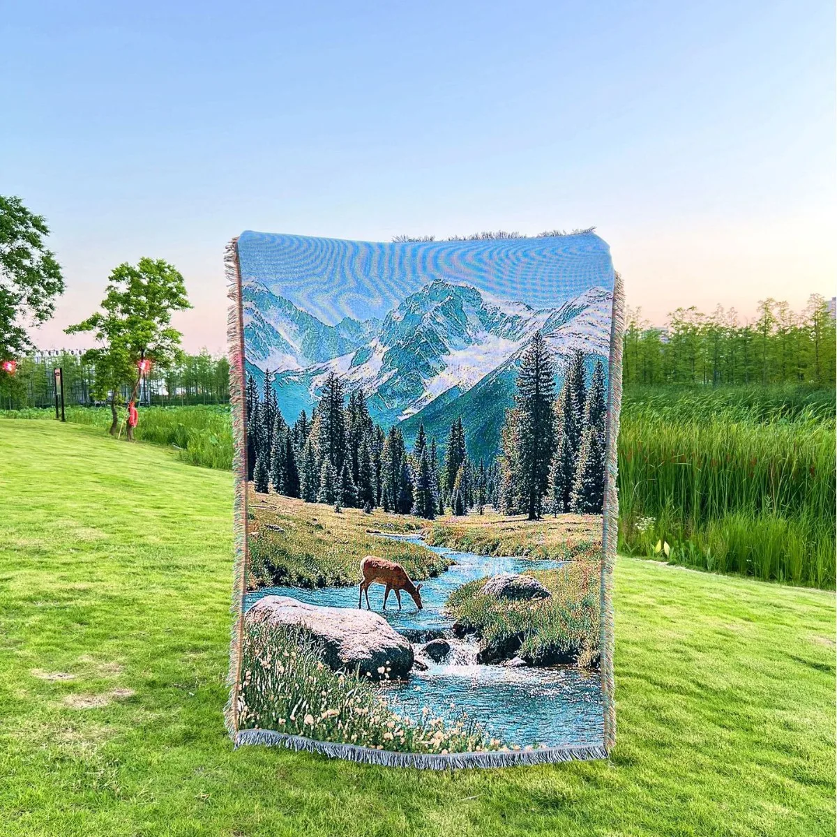 Snow Mountain Landscape Sofa Cover Sofa Towel Nap Throw Blanket Outdoor Camping Background Carpet Decorative Wall Tapestry Mat