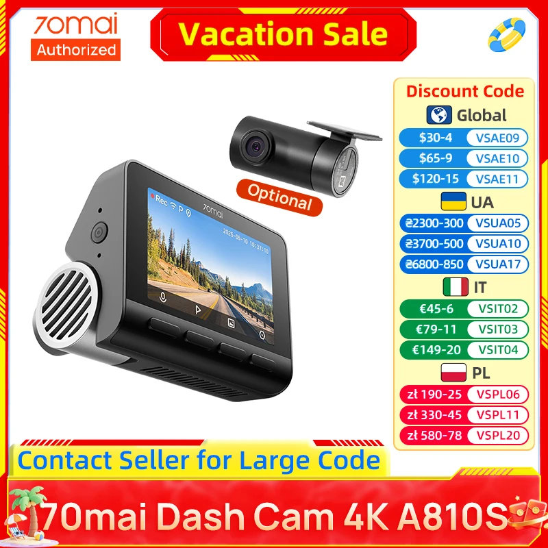 70mai A810S 4K Dash Cam with GPS