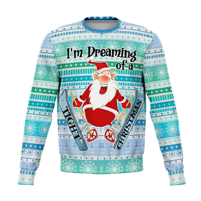 

Funny Santa Claus Graphic Ugly Christmas Sweatshirt For Men Casual Autumn Winter 3D Printed Sweater Loose Streetwear Pullovers