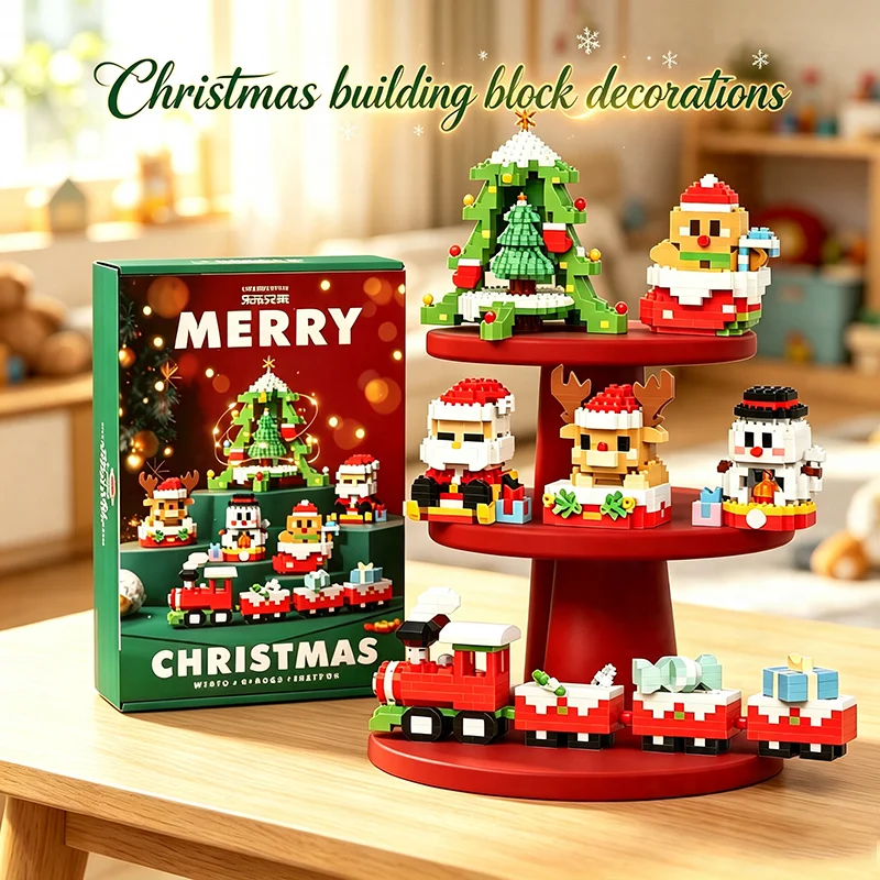 Kids Toys 3 Year Old - Mini Bloques de Construcción Navideños, Santa,