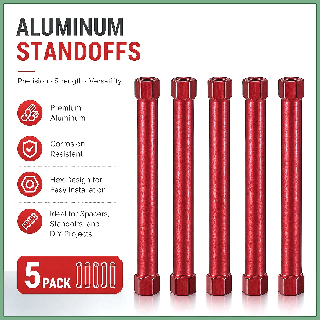 5pcs M3 Aluminum Hex Standoff Spacer Column 45 50 55 60mm CNC Red Black for RC Airplane FPV Quadcopter Drone