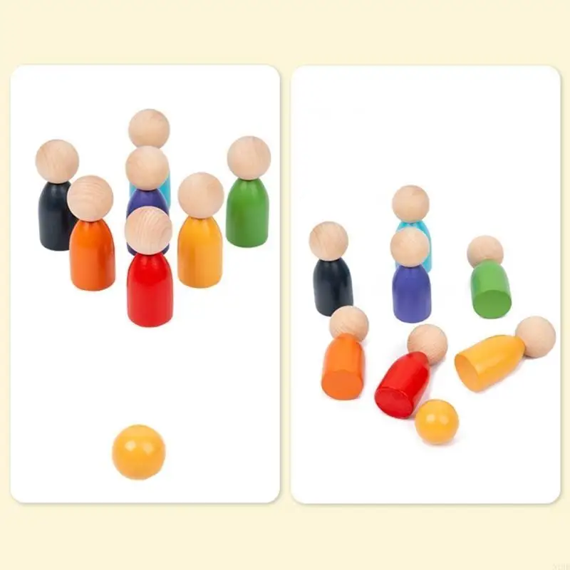 Muñecas madera y tazas aprendizaje temprano Juego jardín jardín infantes Cajas juego juego jardín