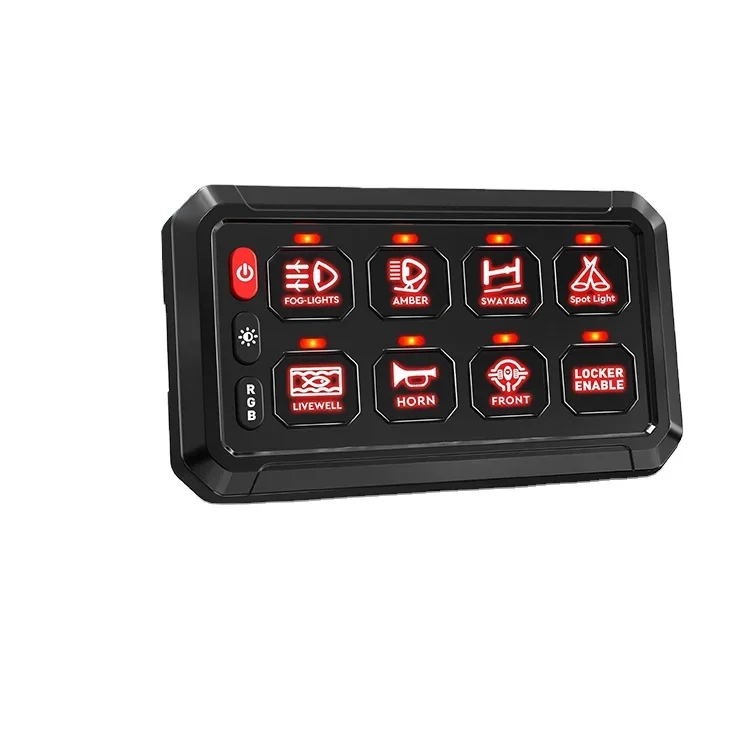 

8 Gang Switch Rgb Panel, Universal Circuit APP Control Relay System Box On-Off LED Switch Pod Box for Car Pickup Truck Boat