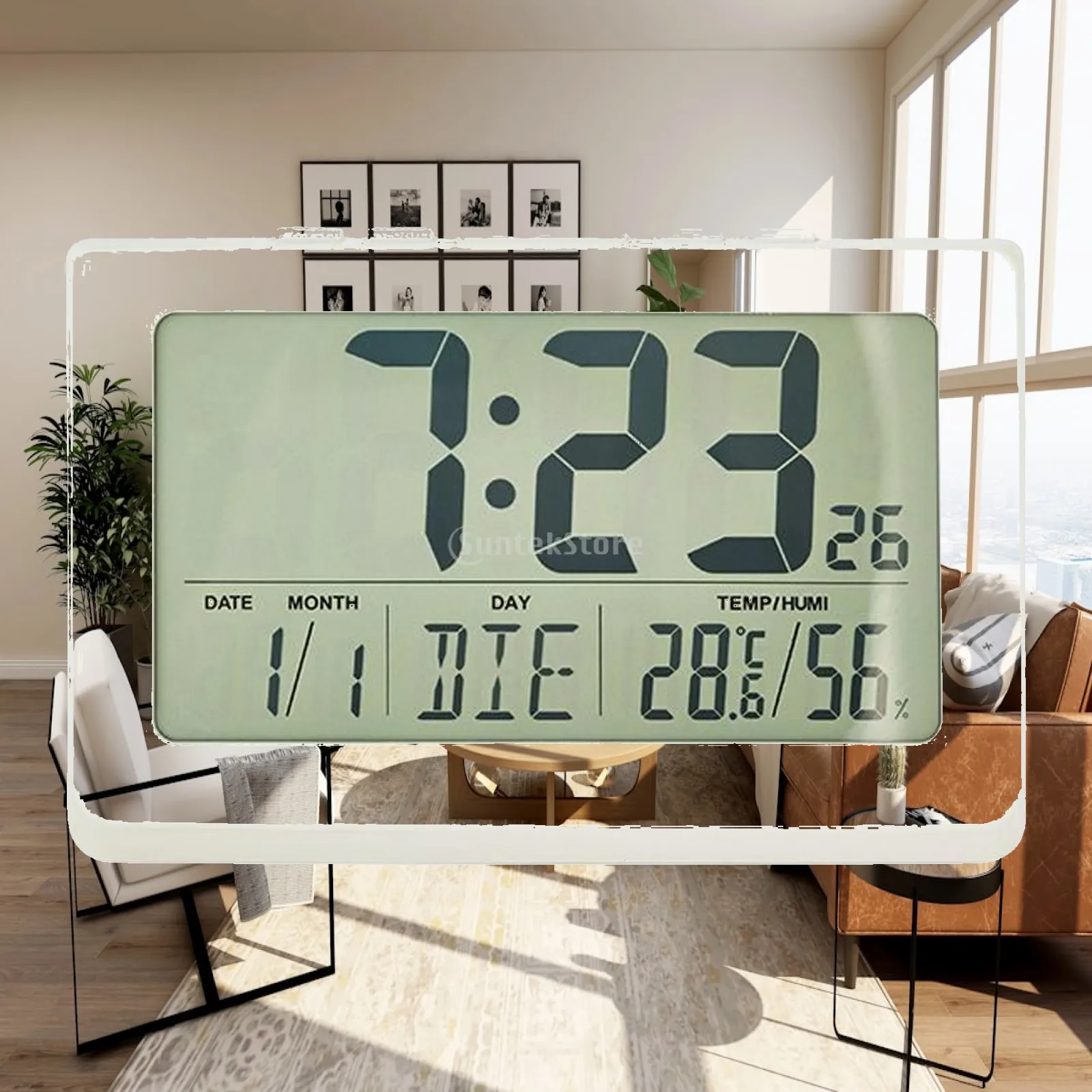 Multifunctional Digital Clock, Time Week Date Snooze Modern LCD Large Clocks