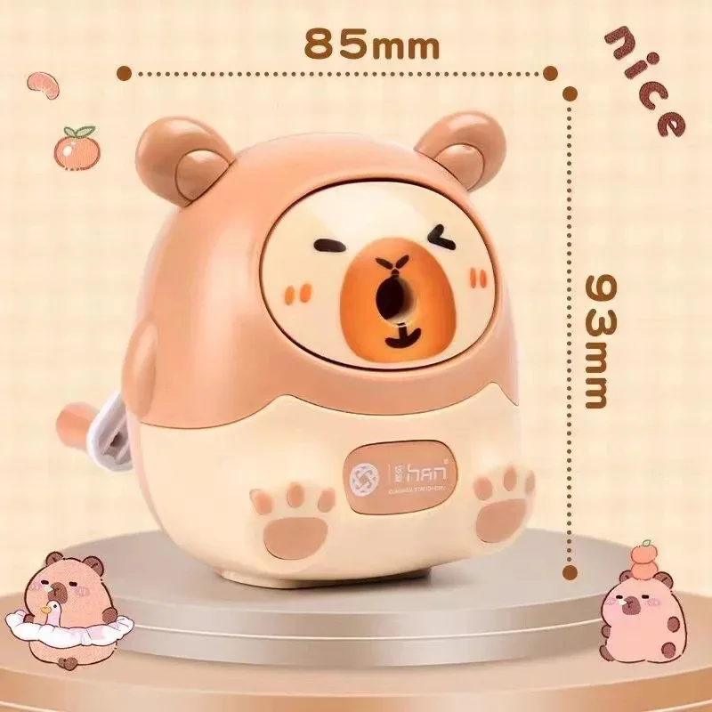 Hand cranked Cartoon Capybara Pencil Sharpener Automatic Lead feeding Anti sticking Mechanical Tool Ideal for Students