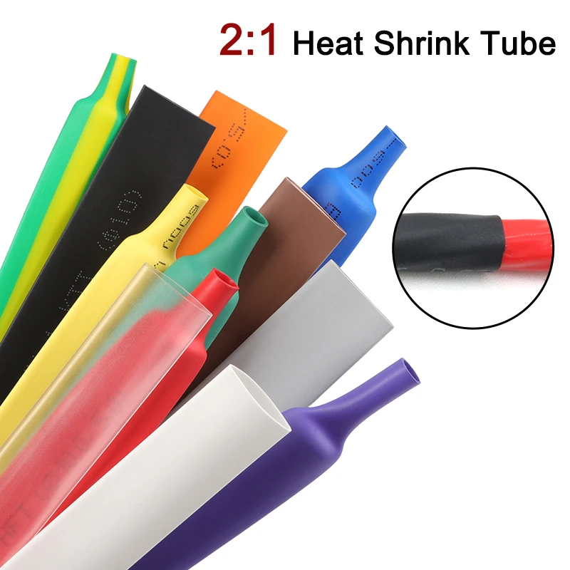 2m Heat Shrink Tube 2:1 Shrinkage Ratio Diameter 7 8 9 10 12 15 20 25 30 35 40 50 mm Polyolefin Insulated Cable Sleeve 12 Colors