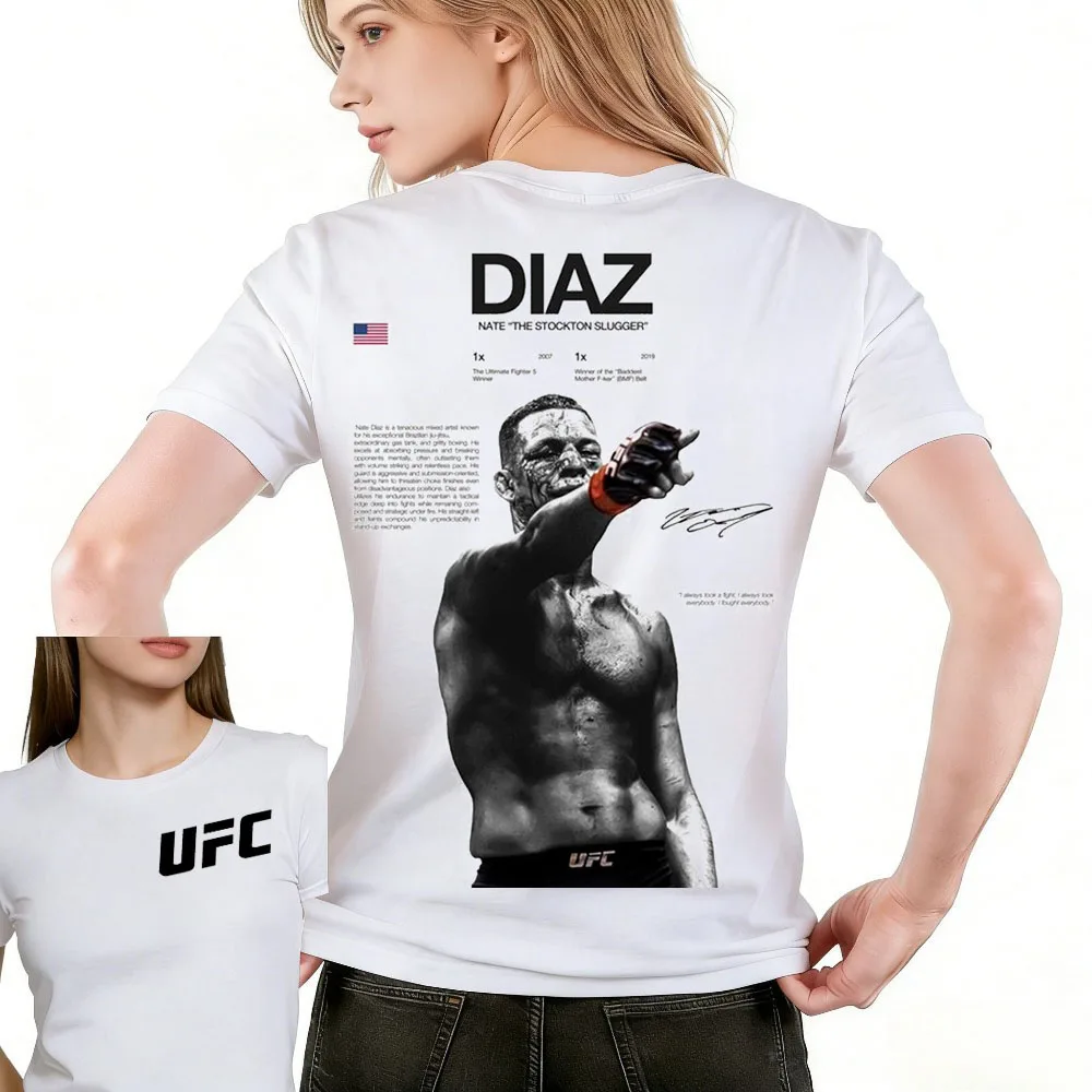 

Лето 2026, UFC Nick Diaz, футболка с графическим рисунком, женская спортивная хлопковая футболка с коротким рукавом, свободная рубашка для отдыха и фитнеса, унисекс