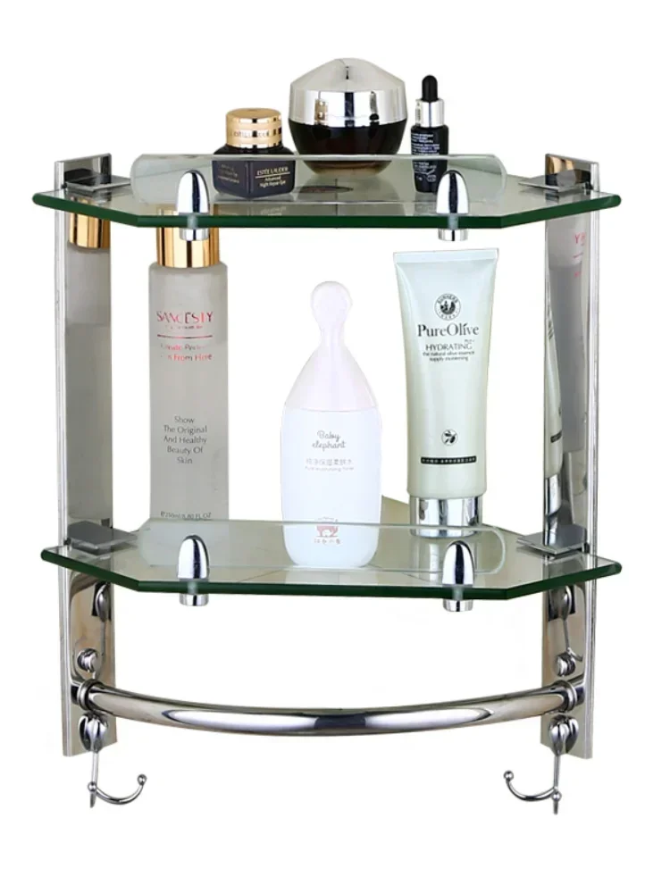 

Modern Bathroom Glass Corner Shelf 2/3 Layer Wall Mounted Shelf Stainless Steel Toilet Tripod Corner Frame Bathroom Accessories