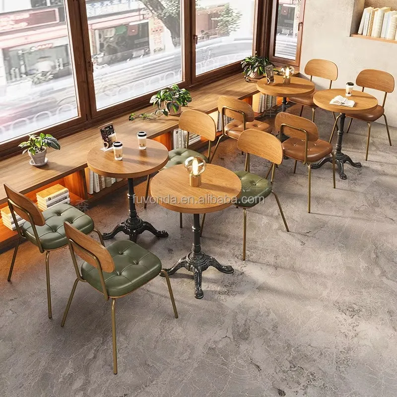 Coffee Shop Sofa Leisure Booth Sofa Fast Food Restaurant Dessert Milk Tea Shop Solid Wood Table And Chair Set Table And Chair Se