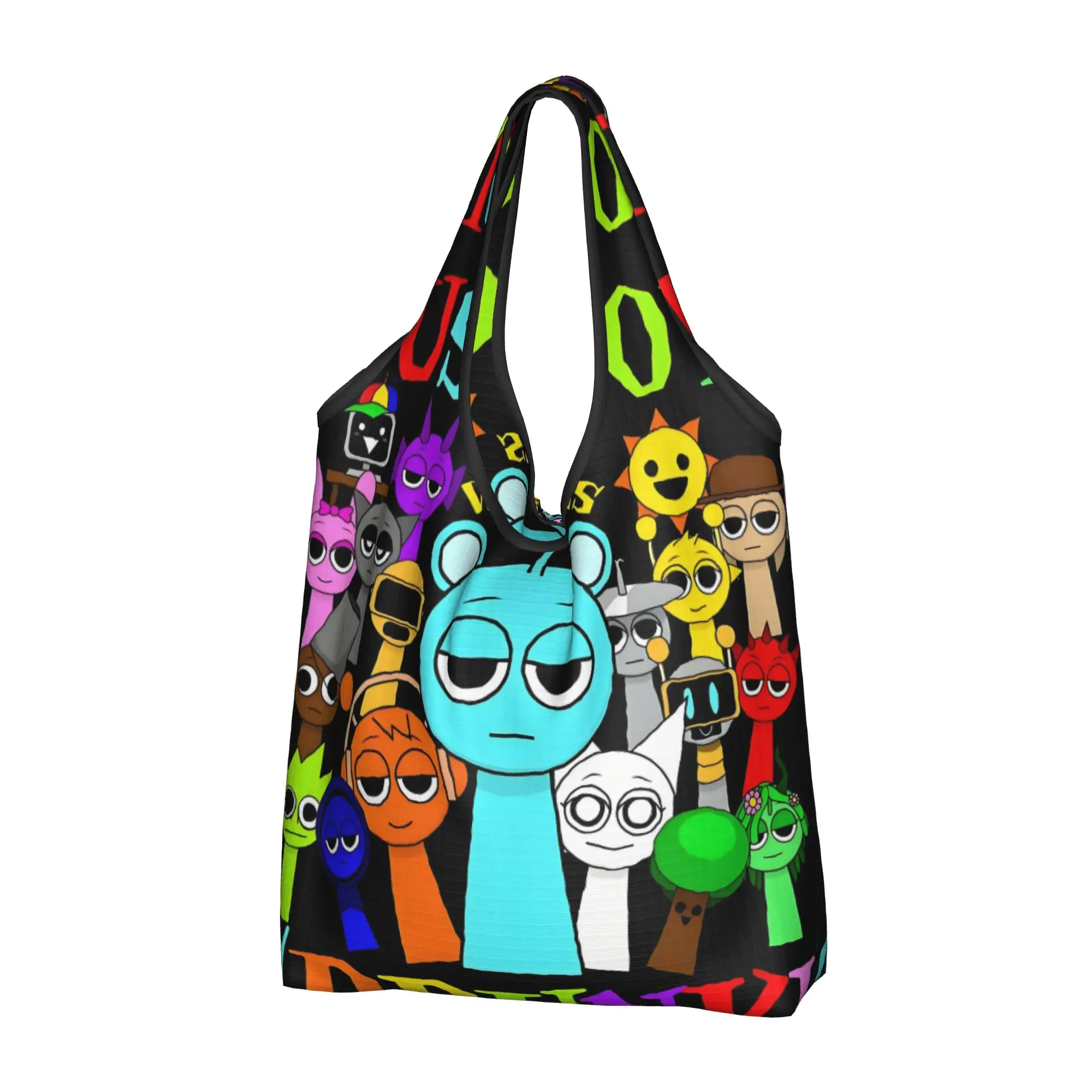 Recycling Game Sprunki boys Oren Just a boy who love Sprunki Shopping Bag Women Tote Bag Portable  Grocery Shopper Bags