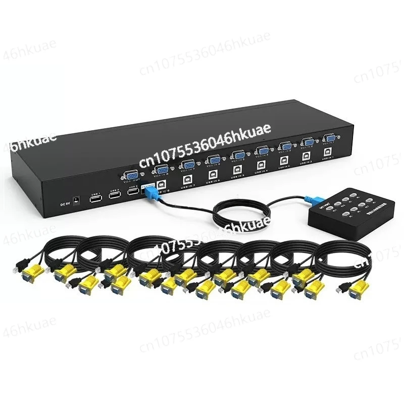 8 Port USB 2.0 KVM SWITCH, Multi-PCs VGA Switch Controller, 19' Rack Mountable With Cables