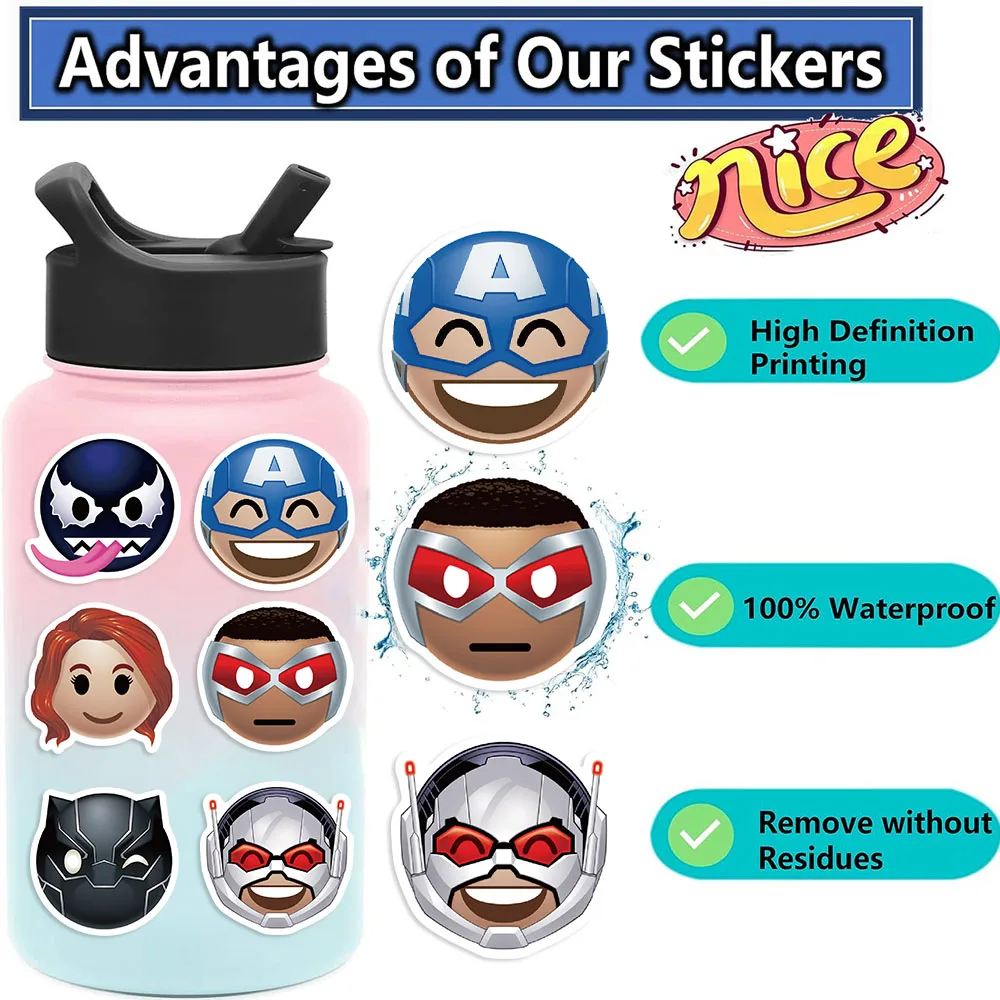 ディズニー 50 個の絵文字 アベンジャーズ ステッカー 日記 ラップトップ 荷物 スケートボード 漫画ステッカー 楽しい クラシック ギフト デコレーション