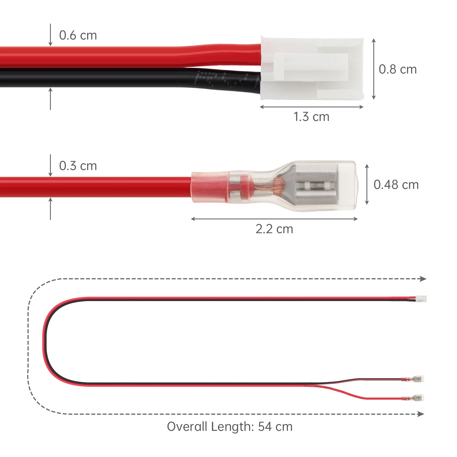 VH3.96mm 2-Pin to 4.8mm Spring Terminal Cable, 18 AWG Connecting Wire Motor Universal Accessories