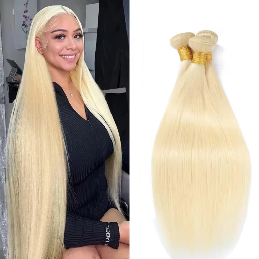 

613 Colored Human Hair 1/3/4 Pcs Straight Hair Bundles Long Extension 40Inch Remy Hair Honey Blonde Brazilian Human Hair Bundles