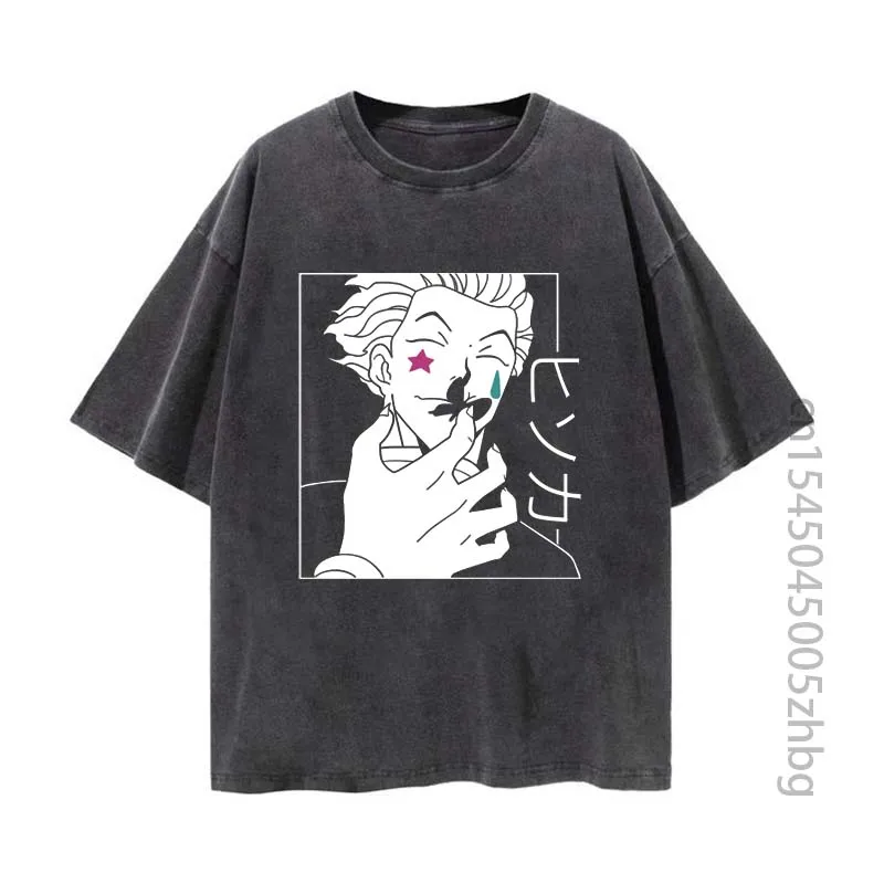 

Hisoka Morow HunterXHunter Anime Woman Shirt Streetwear Harajuku Vintage Distressed Tshirt Manga Graphic T Shirt Men Tops Tees