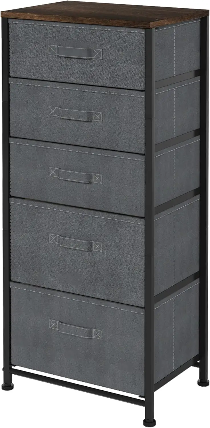 

Dresser for Bedroom, 5 Drawer Fabric Dresser, Chest of Drawers with Removable Fabric Drawer,37" Tall Wood Storage Organizer w