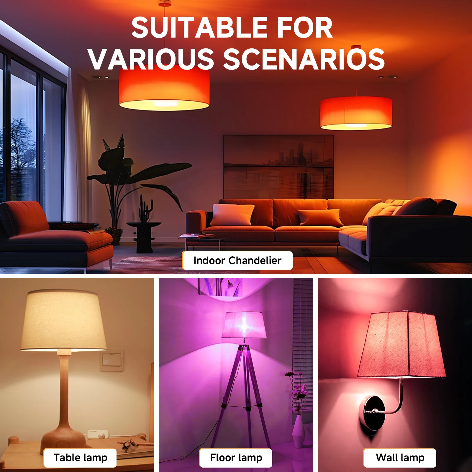 Rechargeable Light Bulbs With Remote - E27 Battery RGB color Operated Light Bulb For Non-Hardwired Wall Sconces, Pendant Lights