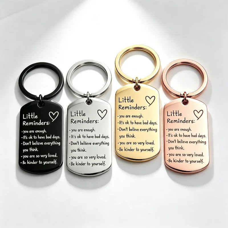 Inspirational Quotes Hang Tag Key Pendant Little Reminders Healing Proverbs Stainless Steel Key Ring Commemorative Small Gifts
