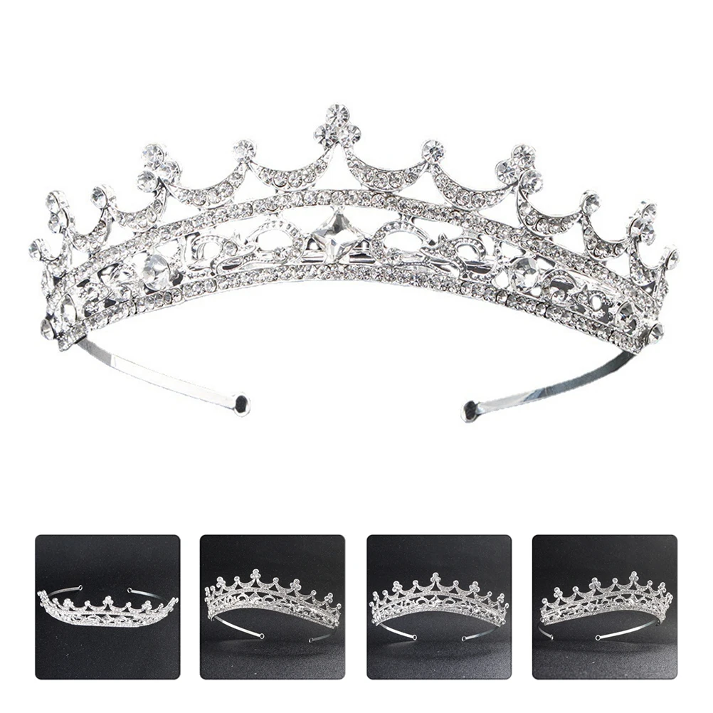 

1pc Crystal Headband Crown Bride Headdress Wedding Party Tiara Accessories Lightweight Durable Colorful HairDecoration