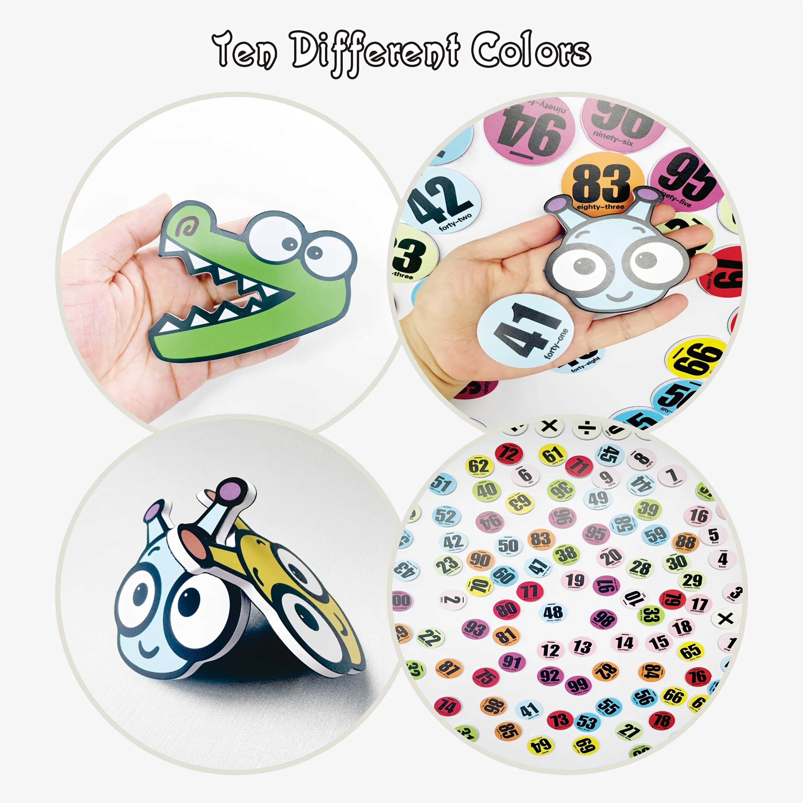 118 مجموعة الرياضيات الحيوانية الكرتونية المغناطيسية، 0-100 ملصقات رقمية ورموز التشغيل، مناسبة لأدوات التدريس في الفصول الدراسية #6
