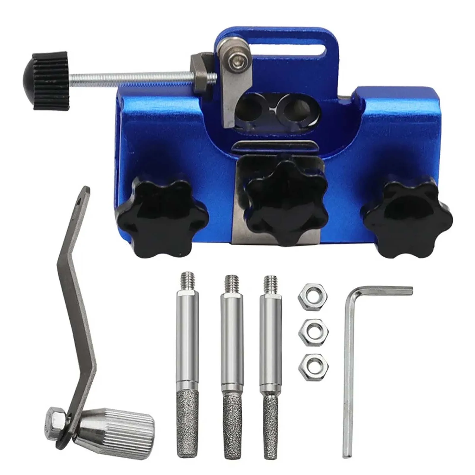 

Woodworking Chainsaw Sharpener Hand-operated Aluminium Alloy Chain Saws Blade Drilling Grinding Jig with 3 Grinding Rod