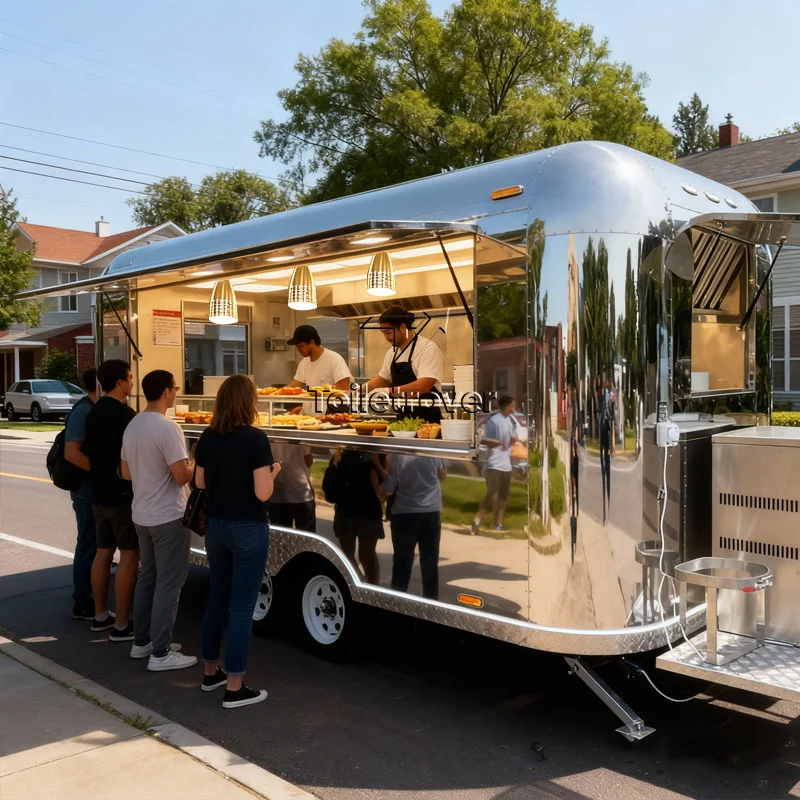 Outdoor Street Food Trailer Ice Cream Mobile Commercial Food Trailer Cart Crepe Dessert Trailer Donut Buy a Food Truck for Sale