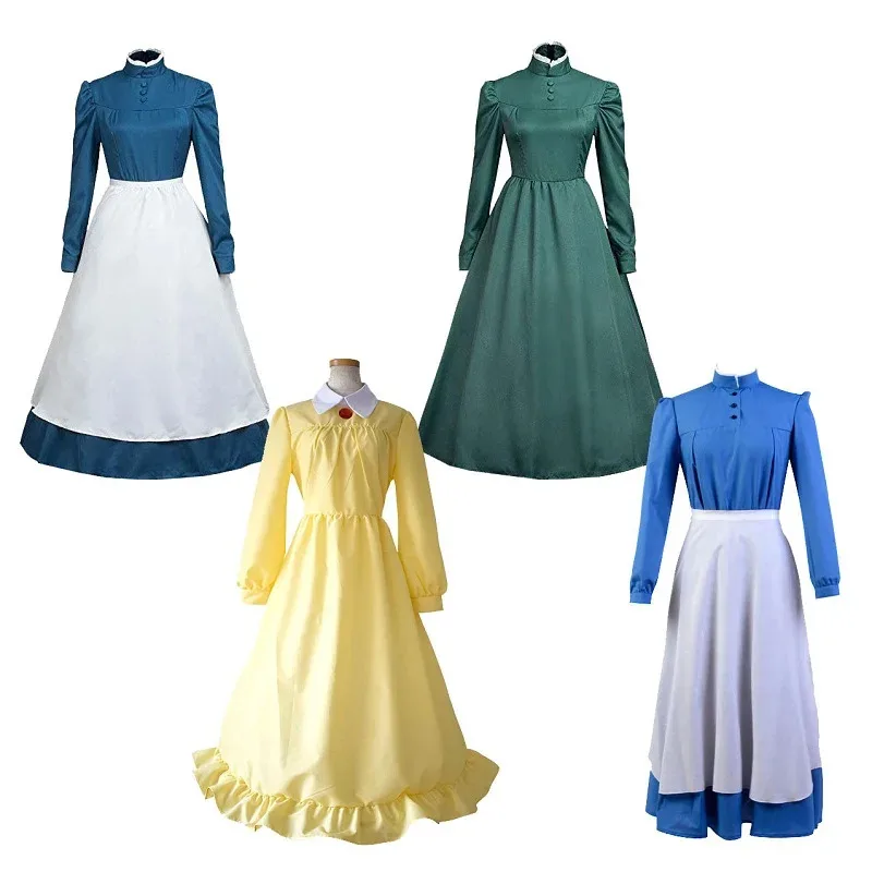 2025 جديد عواء تتحرك القلعة صوفي حتر تأثيري حلي شعر مستعار المرأة فستان طويل أنيمي ملابس هالوين كرنفال حفلة البدلة ❤ ❤