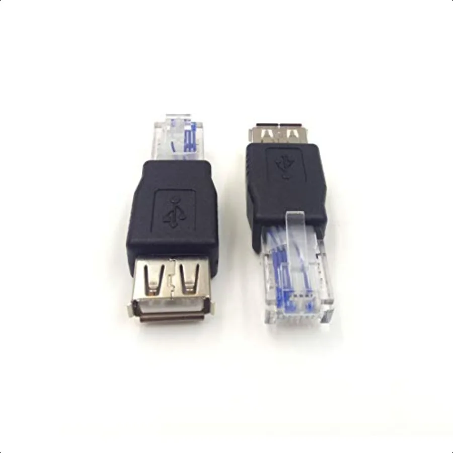 2 Paket USB RJ45 USB2.0 A Female ke RJ45 Ethernet Male AF8P8C Konektor USB Transfer Jaringan Adaptor Steker