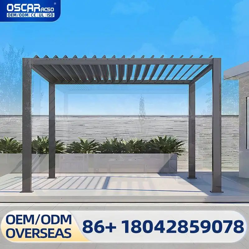 

Motorized Aluminium Gazebo Durable Elegant Spacious Zip Screened for Patio Garden Backyard Pergola