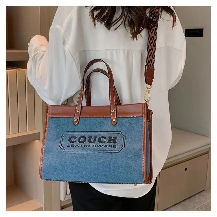 2024Canvas handbags women\'s  new fashion all-match tote bag style large capacity shoulder messenger bag for woman