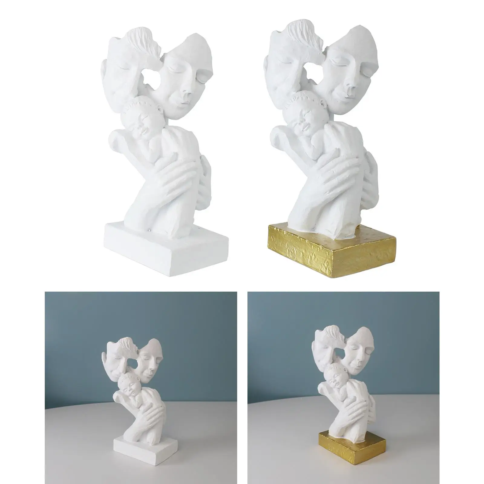 Family of 3 Statue Abstract Sculpture for Desk Bedroom Table Centerpiece