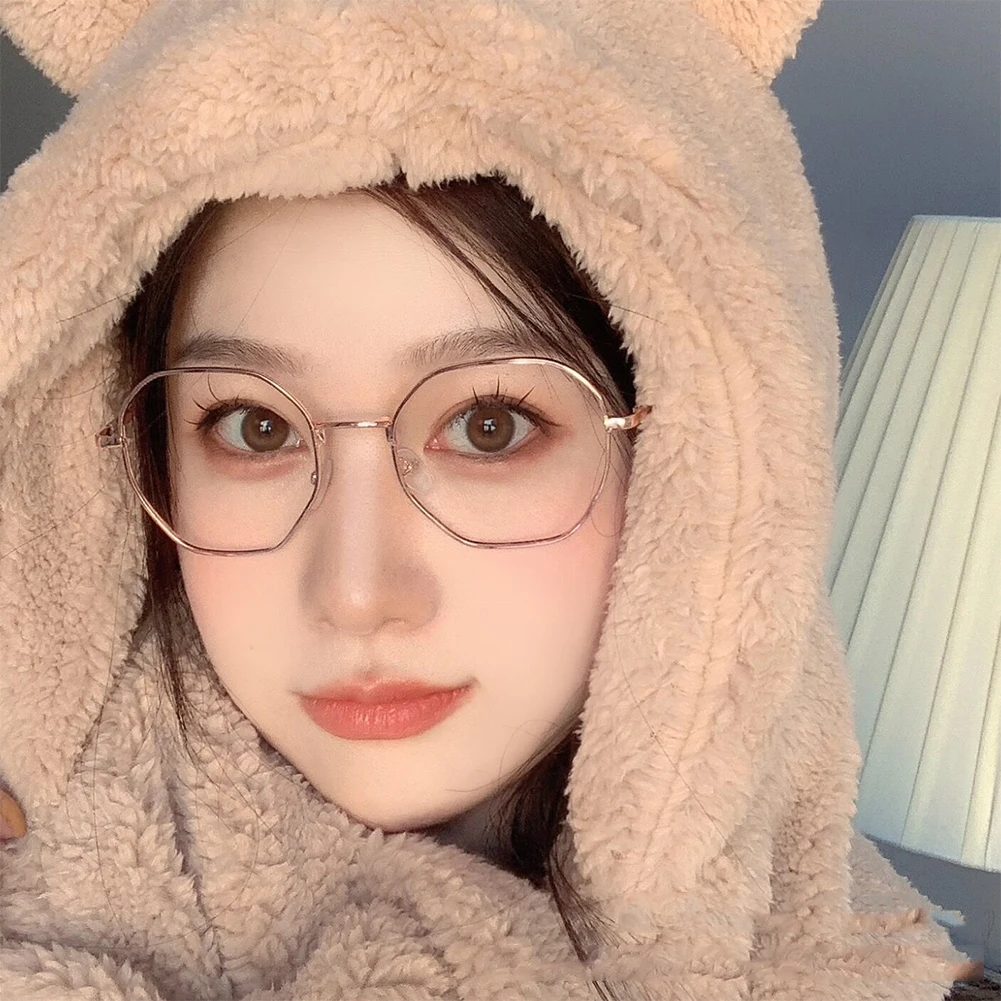 الفن ريترو للجنسين مضلع مكافحة نظارات الضوء الأزرق إطار معدني شقة العين موضة مريحة شفافة مشهد للرجال النساء