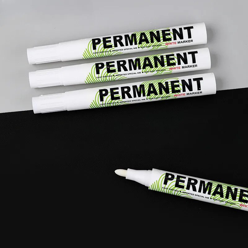 White Marker Oily Fine Tip Courier Waterproof Non-Fading Advertising Greeting Card Tire Glass Highlighter Pen Can Not Be Erased
