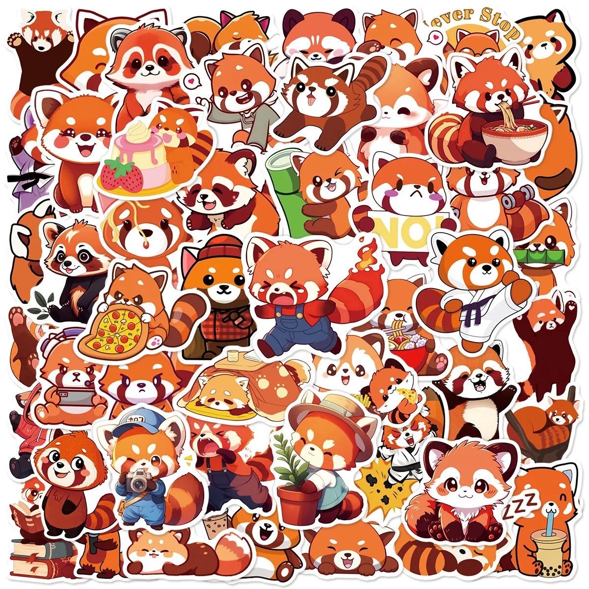 50PCS Cute Red Panda Graffiti Sticker Kawaii Rare Animals Cartoon Decal Notebook Phone Guitar Skateboard Kid Toys Party Gift