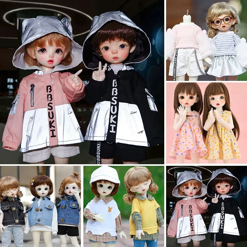 

1/6 SD Yosd BJD baby wear accessories large six - point hooded striped hoodie doll clothes coat Doll accessories