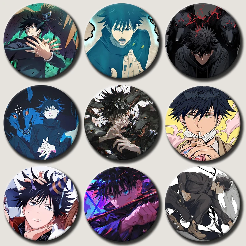 Personaje de Anime Megumi Fushiguro Pins insignia de hojalata broches de dibujos animados para mochila sombrero ropa decoración colección de Fans regalos