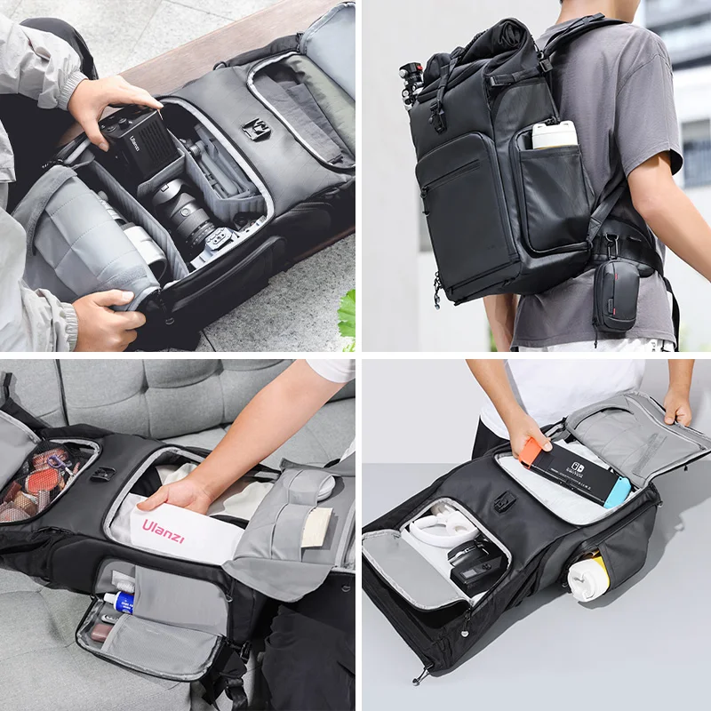 Ulanzi BT01 mochila de fotografía de apertura rápida bolsa de cámara impermeable de gran capacidad bolsa de almacenamiento de equipo de fotografía profesional