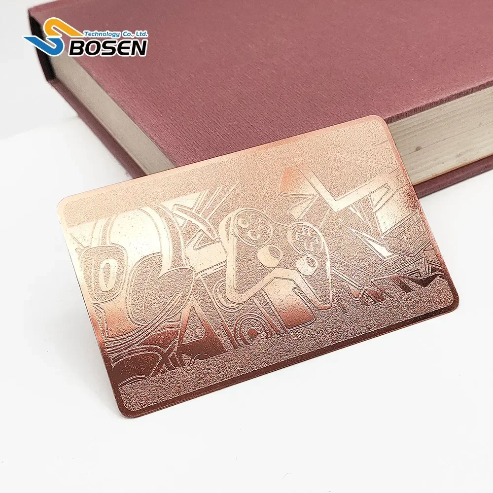 

Brass Material Etching Engraved Mirror Gold Crafts QR Code Metal Business Card