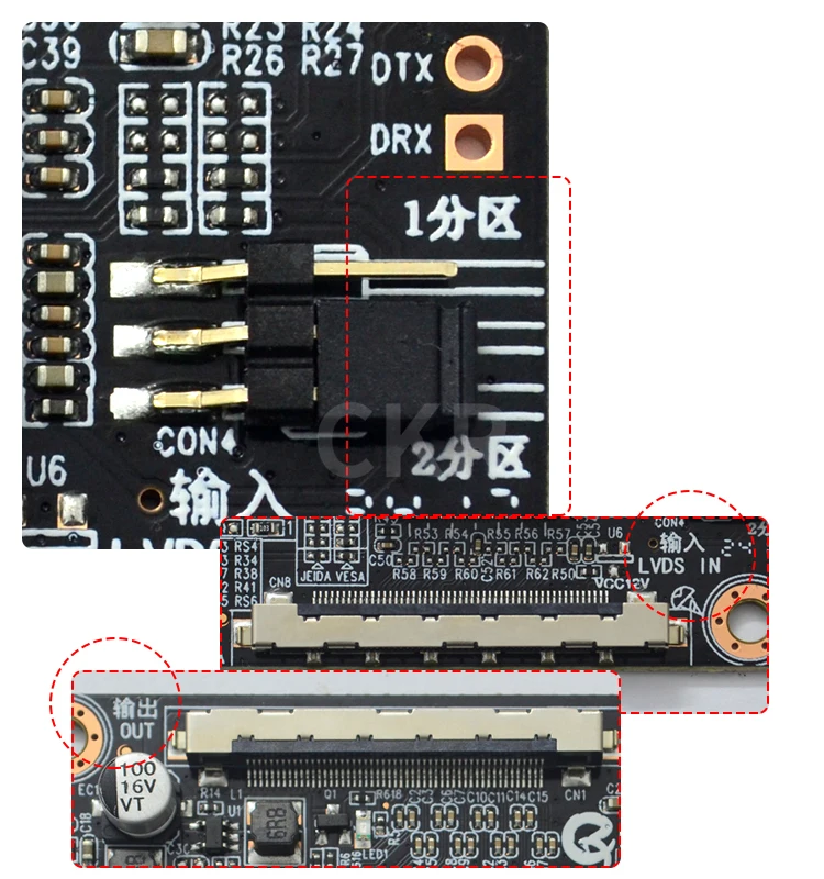 لوحة مهايئ تلفاز LCD الأصلية QK-6M58A REV: 2.2 2k إلى 4k قسم متغير #2